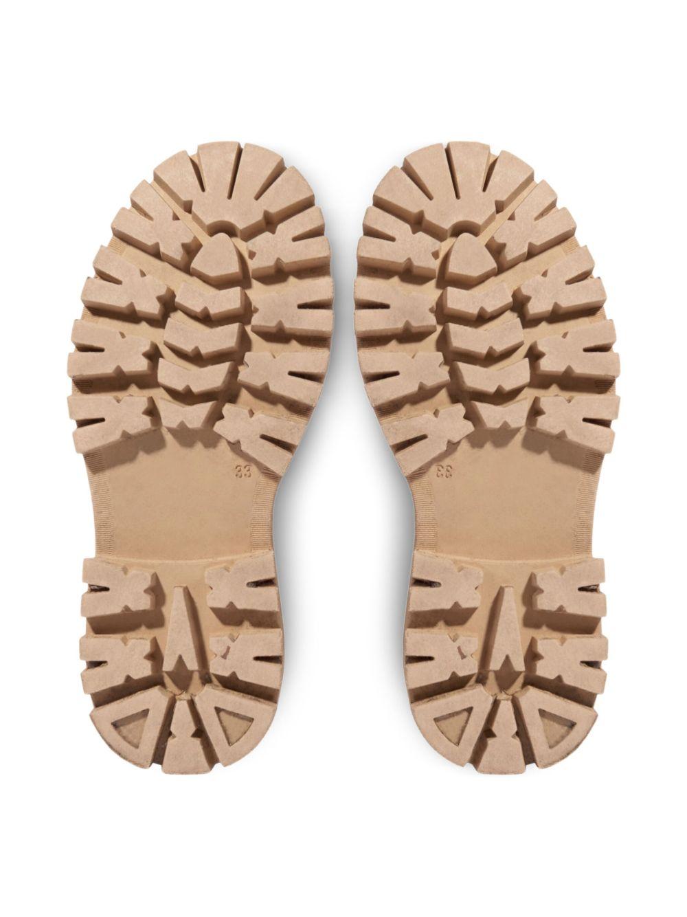 Stivali per bambina Moncler Enfant marroni con finiture in shearling - Rubino Kids