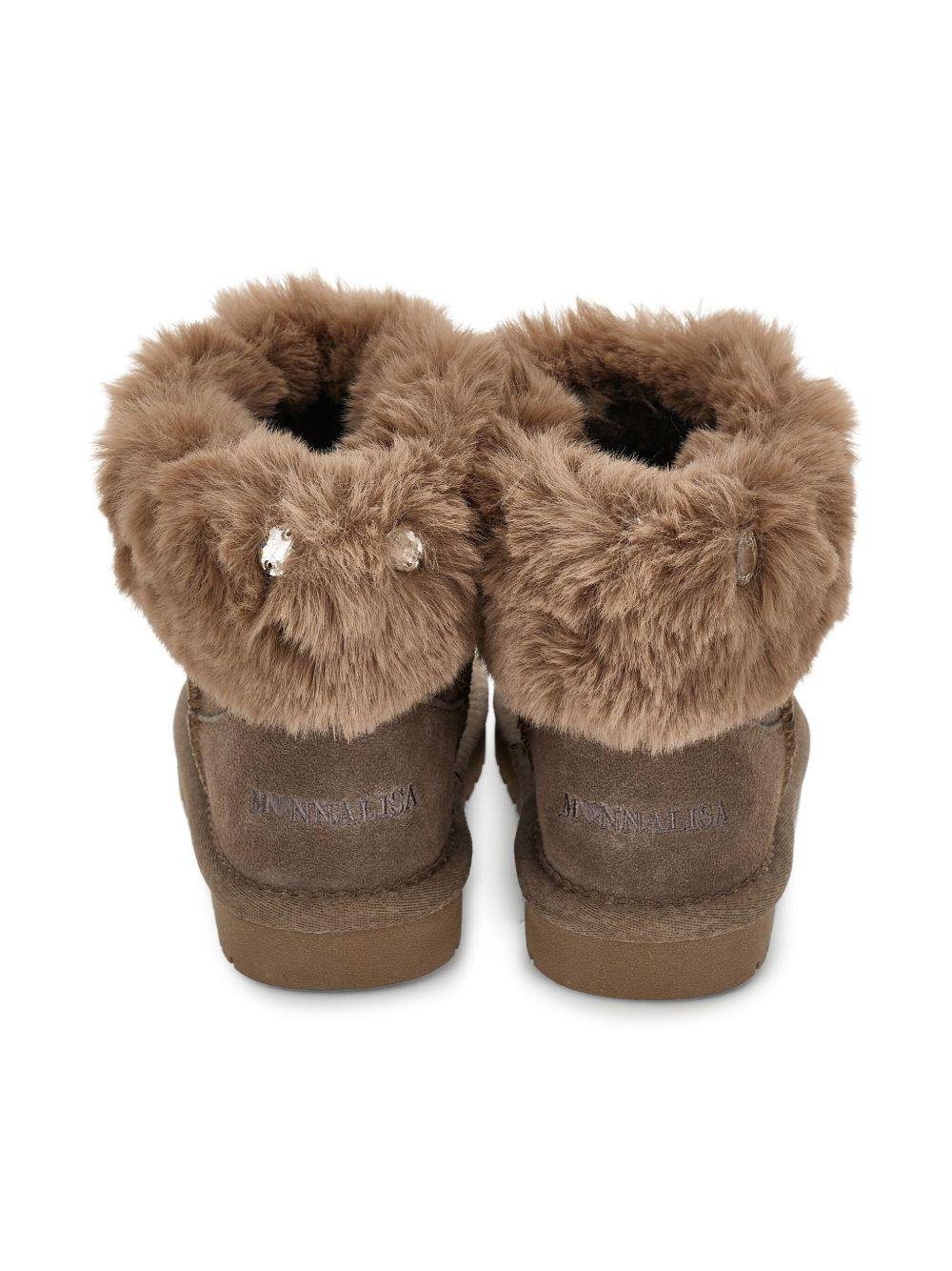 Stivali per bambina Monnalisa marroni con design slip - on - Rubino Kids