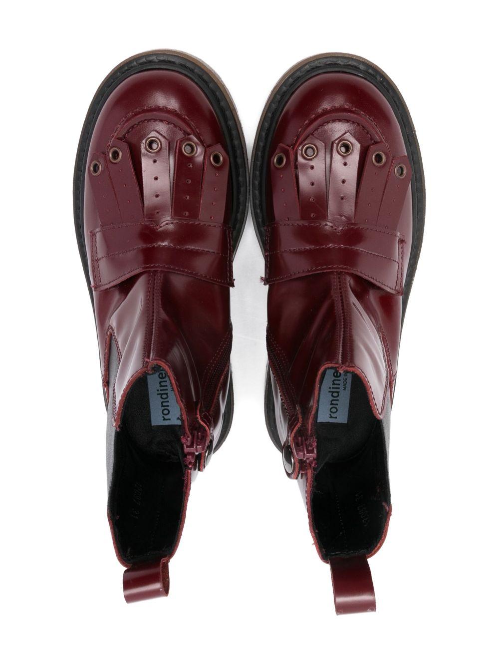 Stivali per bambina Rondinella rossi con dettaglio frange con occhielli decorativi - Rubino Kids