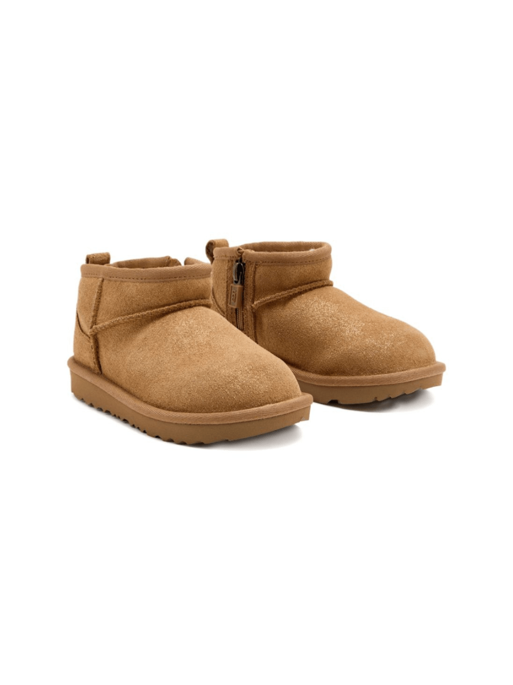 Stivali per bambini UGG Kids Classic ultra mini marrone in pelle scamosciata glitterate - Rubino Kids
