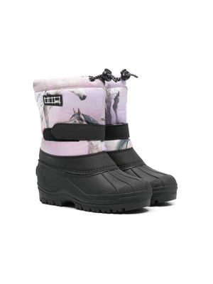 Black Molo children's boots with blue inserts and fur lining