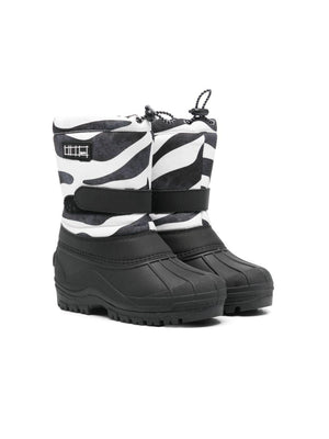 Black Molo children's boots with white inserts and fur lining