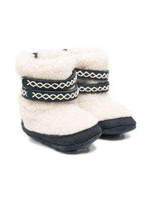 Stivali per neonata Donsje bianchi con cinturino in pelliccia di montone