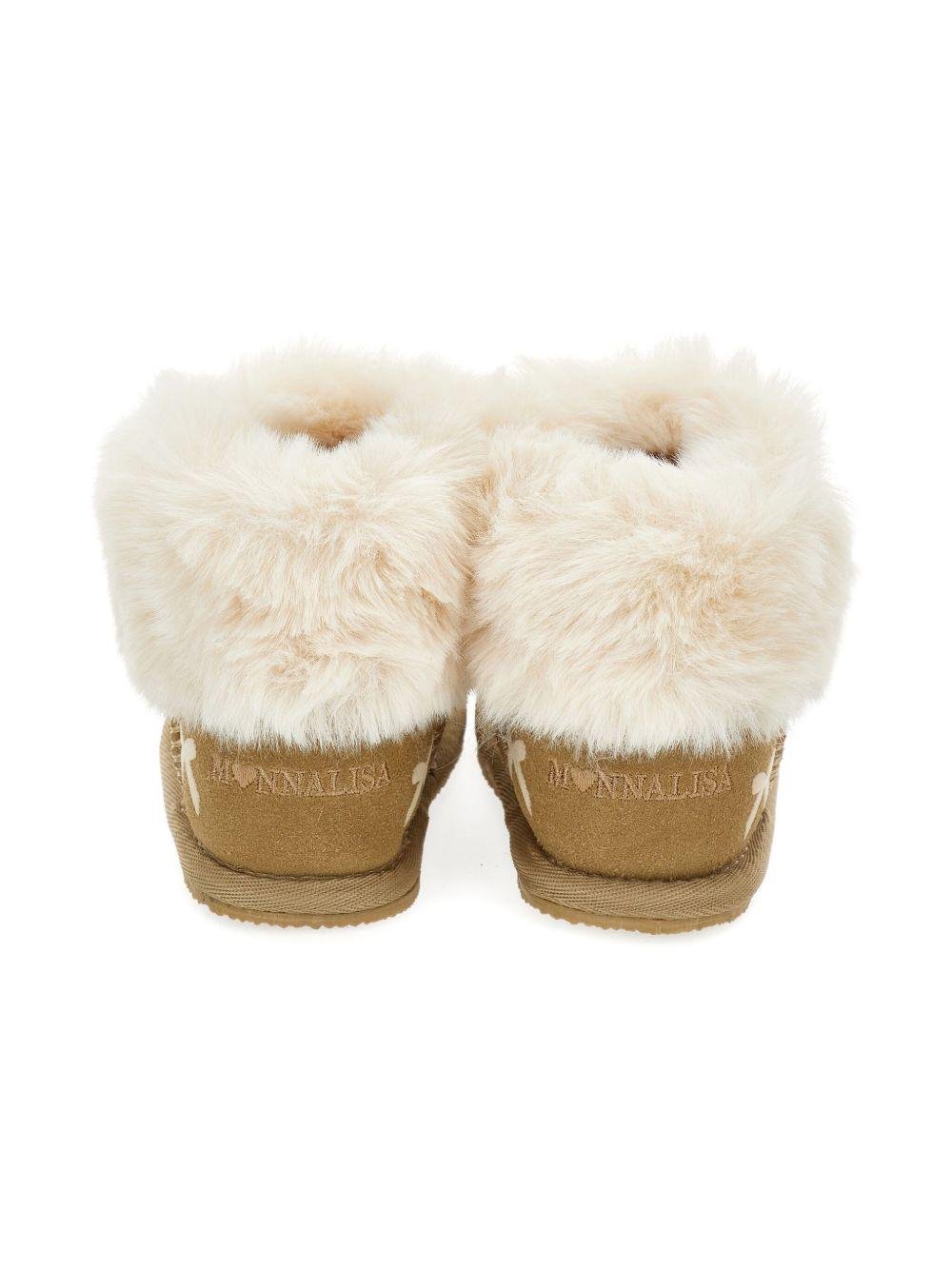 Stivali per neonata Monnalisa marroni con design slip - on - Rubino Kids