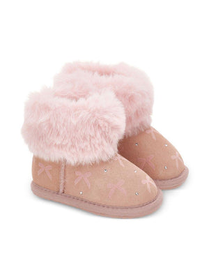 Monnalisa pink baby girl boots with slip-on design