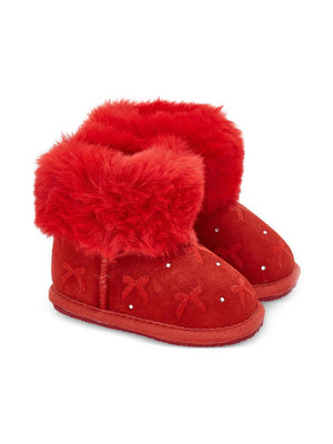 Monnalisa red baby girl boots with bows