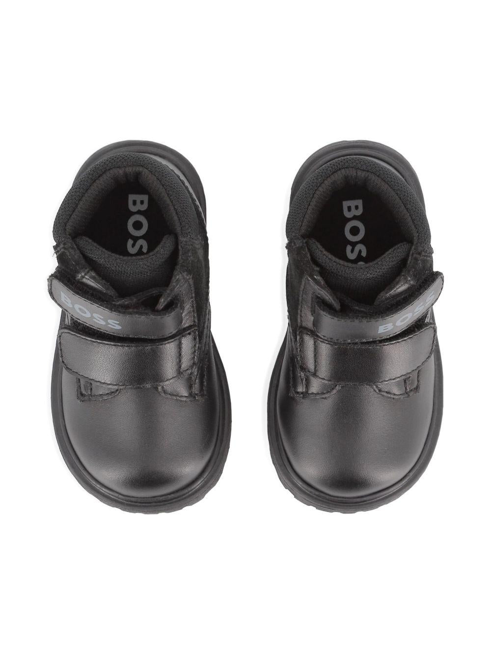 Stivali per neonato Boss Kids neri con chiusura a strappo - Rubino Kids