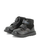 Stivali per neonato Boss Kids neri con chiusura a strappo - Rubino Kids