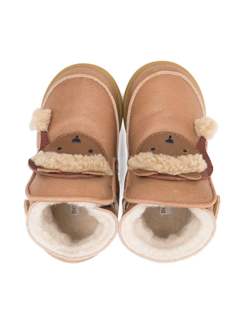 Stivali per neonato Donsje beige con applicazioni orso di Natale - Rubino Kids