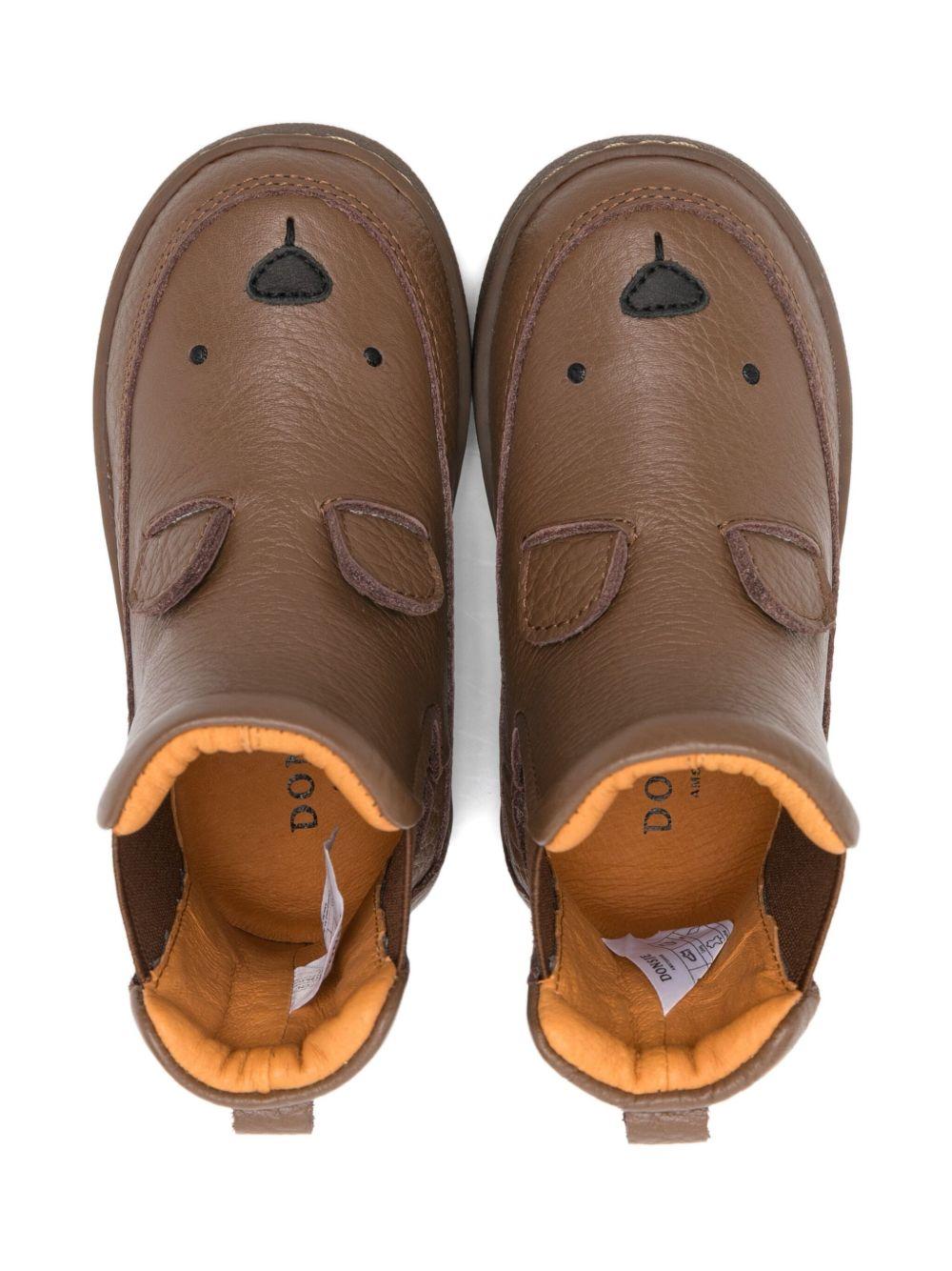 Stivali per neonato Donsje marroni con motivo con faccia d'orso - Rubino Kids