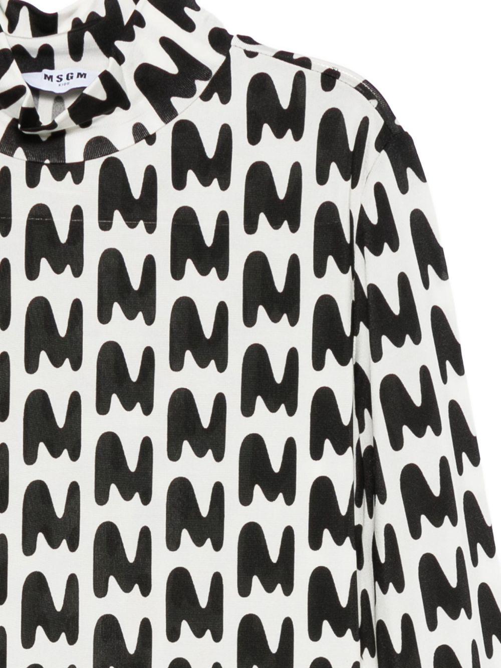 T-shirt a collo alto per bambina MSGM Kids bianca con stampa astratta - Rubino Kids