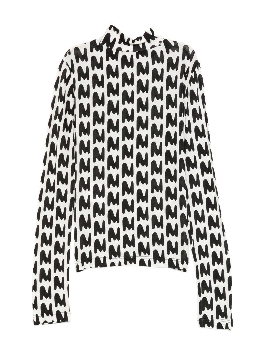 T-shirt a collo alto per bambina MSGM Kids bianca con stampa astratta - Rubino Kids