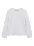 T-shirt a maniche lunghe per bambina Karl Lagerfeld Kids bianca con stampa Choupette - Rubino Kids