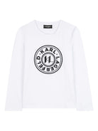 T-shirt a maniche lunghe per bambini Karl Lagerfeld Kids bianca con scollo rotondo - Rubino Kids