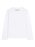 T-shirt a maniche lunghe per bambini Karl Lagerfeld Kids bianca con scollo rotondo - Rubino Kids