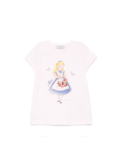 T-shirt Alice x Disney per bambina Monnalisa rosa con orlo dritto - Rubino Kids