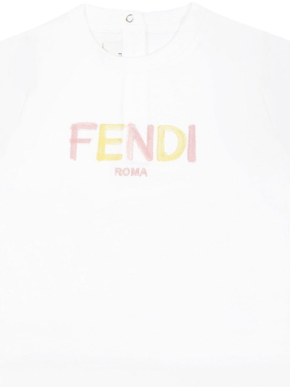 T-shirt baby in jersey con logo per neonato Fendi Kids bianco con orlo dritto - Rubino Kids