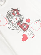 T-shirt bianca per neonata con stampa grafica con cuore Monnalisa - Rubino Kids