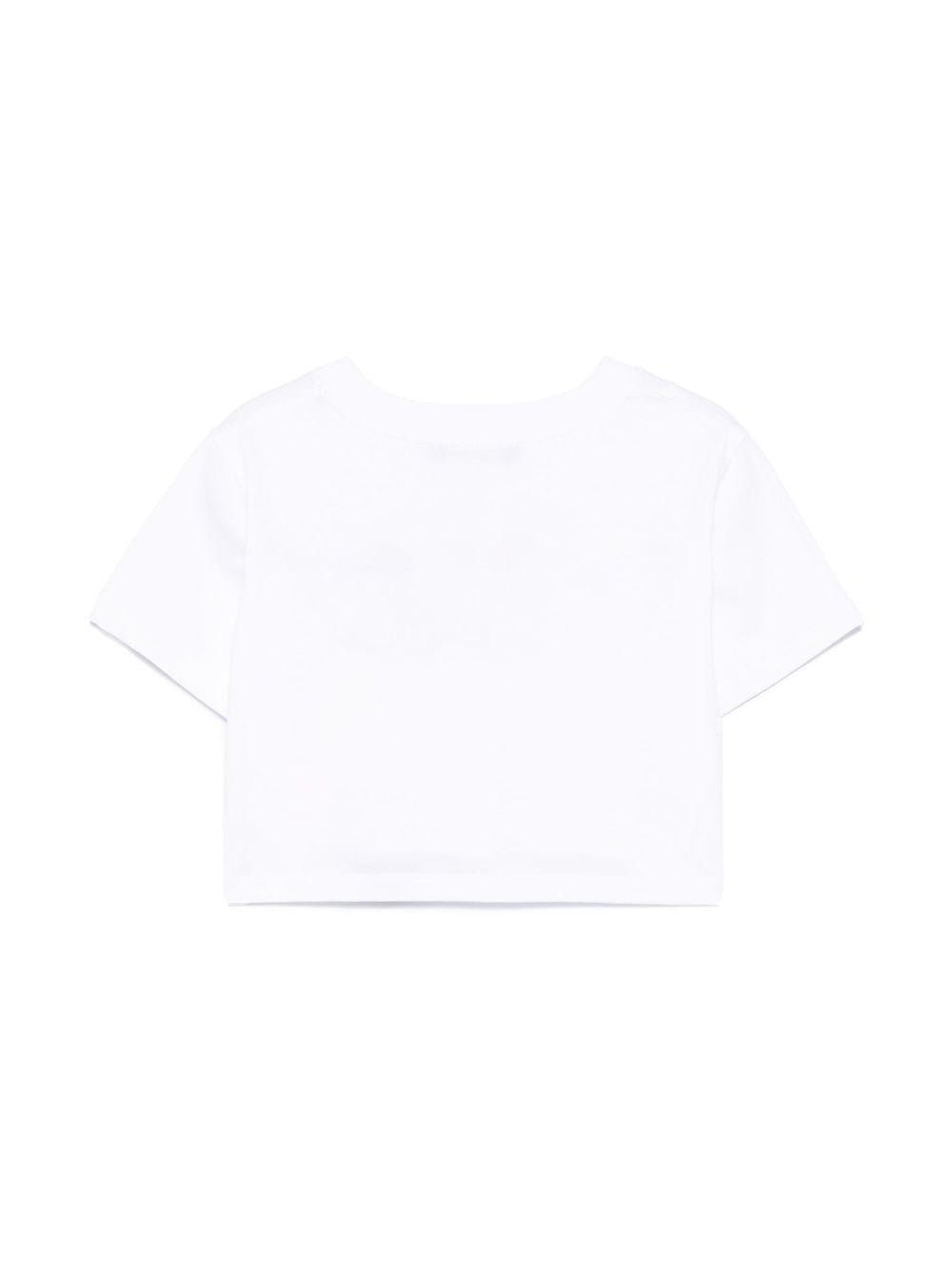 T-shirt con applicazione per bambina Balmain Kids bianco con orlo dritto - Rubino Kids