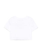 T-shirt con applicazione per bambina Balmain Kids bianco con orlo dritto - Rubino Kids