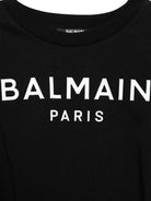 T-shirt con applicazione per bambina Balmain Kids nero con orlo dritto - Rubino Kids