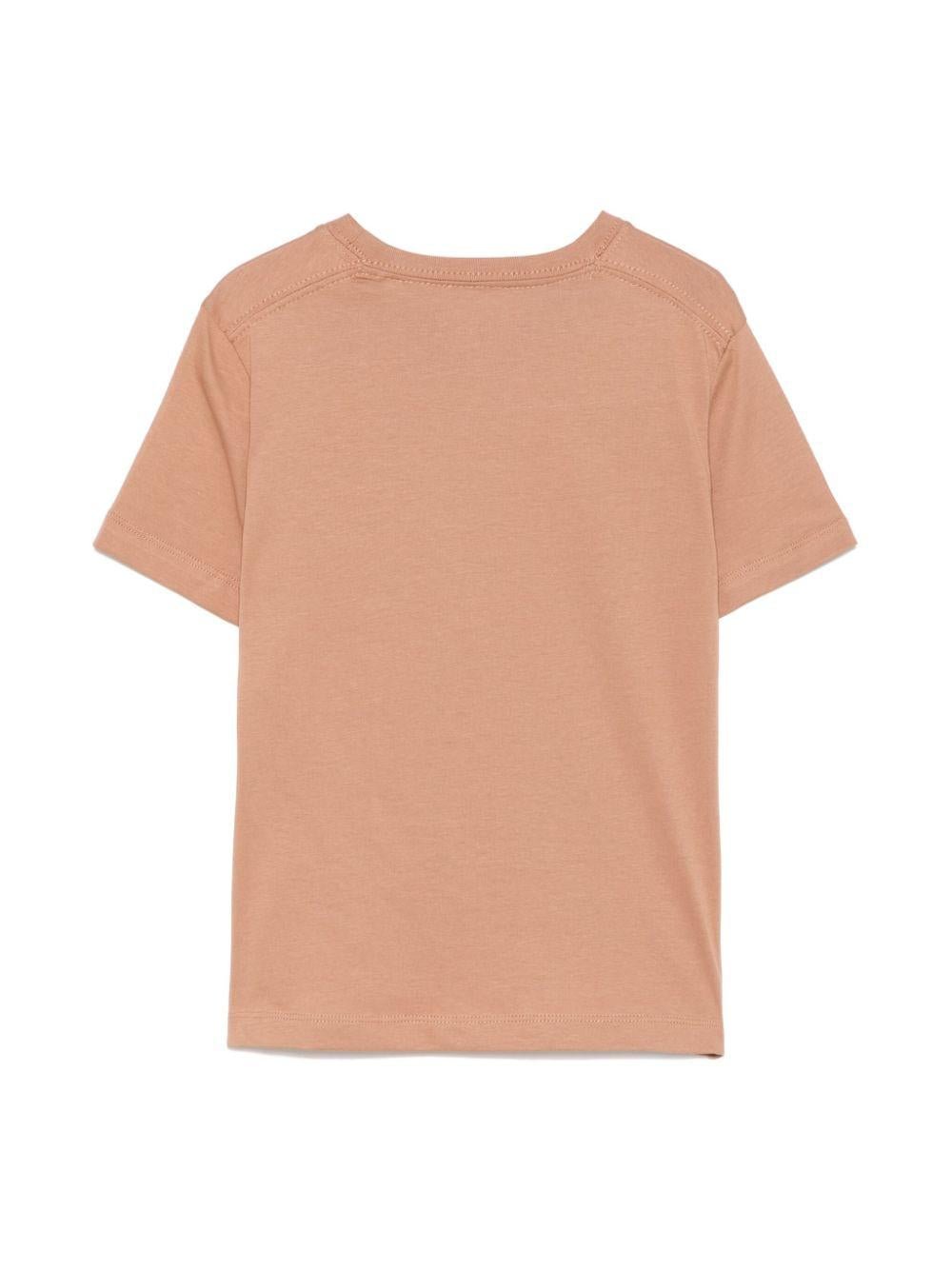 T-shirt con applicazione per bambino Calvin Klein Kids marrone con orlo dritto - Rubino Kids