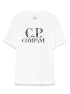 T-shirt con applicazione per bambino C.P. Company Kids bianco con girocollo - Rubino Kids