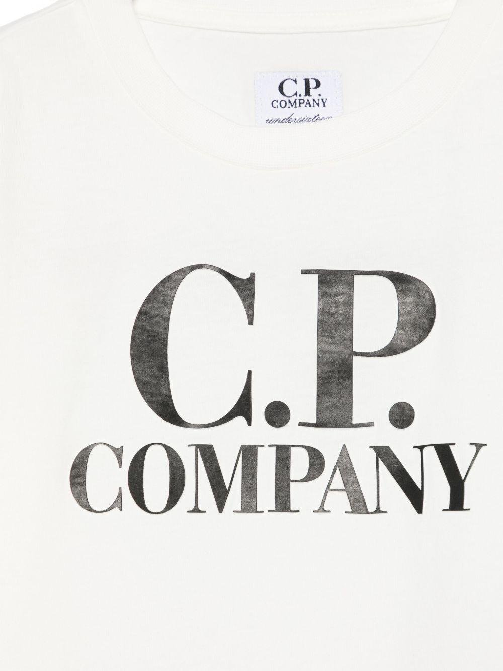 T-shirt con applicazione per bambino C.P. Company Kids bianco con girocollo - Rubino Kids