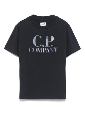 CP Company Kids blue crew neck T-shirt with applique for children