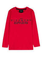 T-shirt con applicazione per bambino John Richmond Junior rosso con girocollo - Rubino Kids