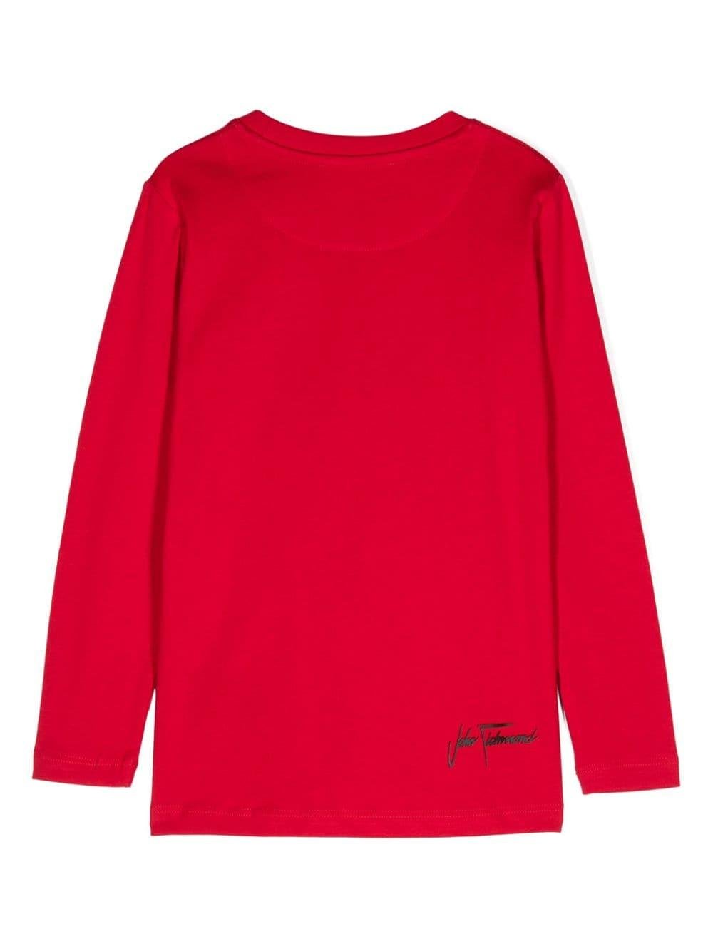 T-shirt con applicazione per bambino John Richmond Junior rosso con girocollo - Rubino Kids