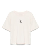 T-shirt con logo per bambina Calvin Klein Kids beige con orlo dritto - Rubino Kids