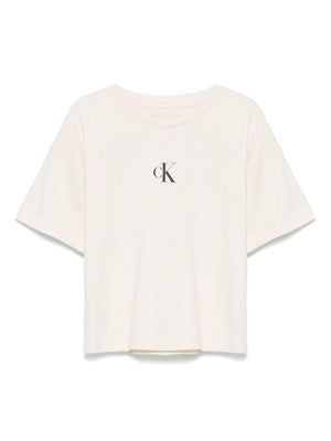 Calvin Klein Kids Girls' Beige Straight Hem Logo T-Shirt