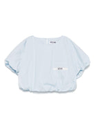 T-shirt con logo per bambina Moschino Kids azzurro con design crop - Rubino Kids