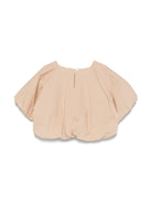 T-shirt con logo per bambina Moschino Kids beige con design crop - Rubino Kids
