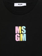 T-shirt con logo per bambina MSGM Kids nero con girocollo - Rubino Kids