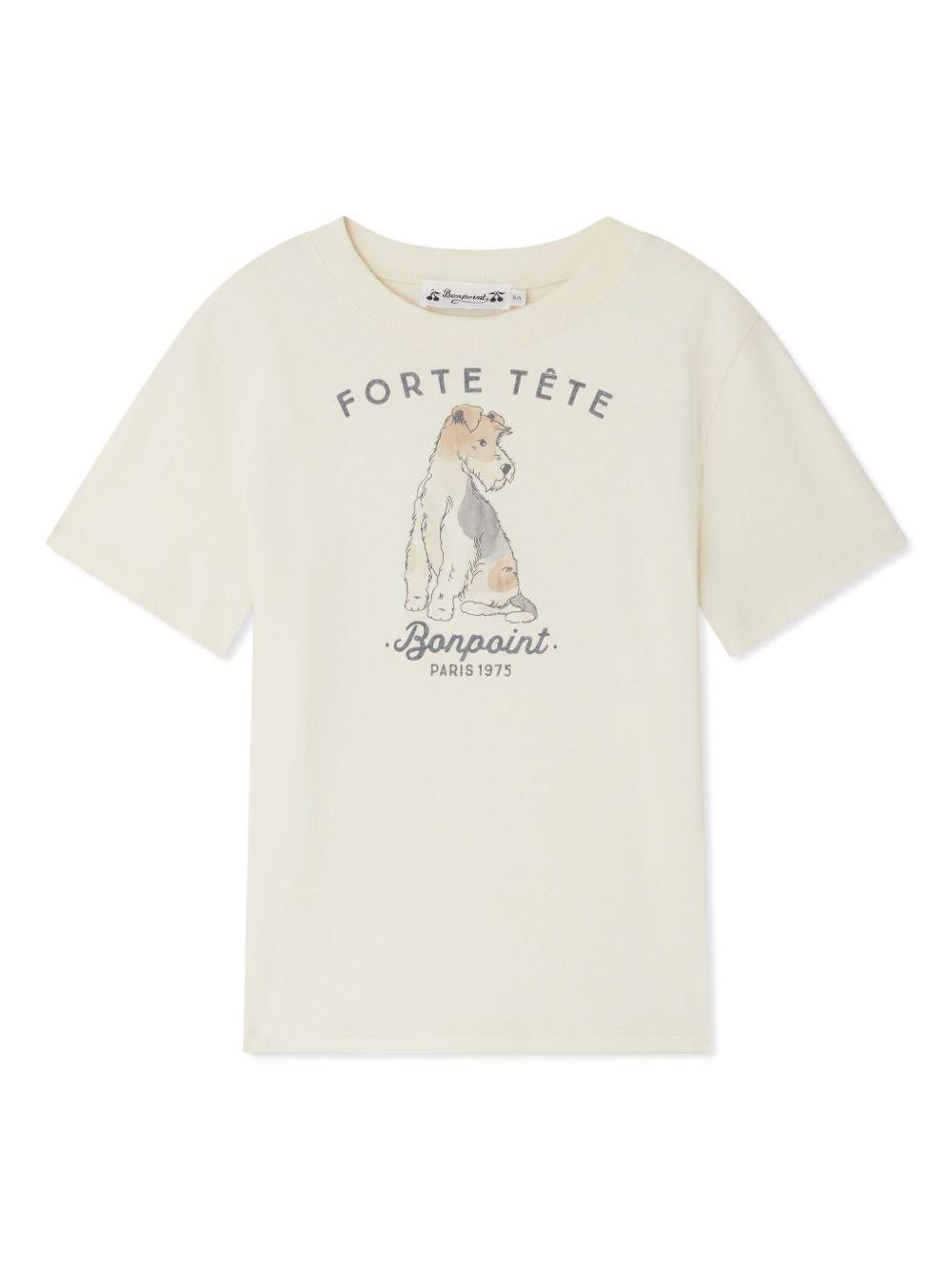 T-shirt con logo per bambino Bonpoint beige con orlo dritto - Rubino Kids