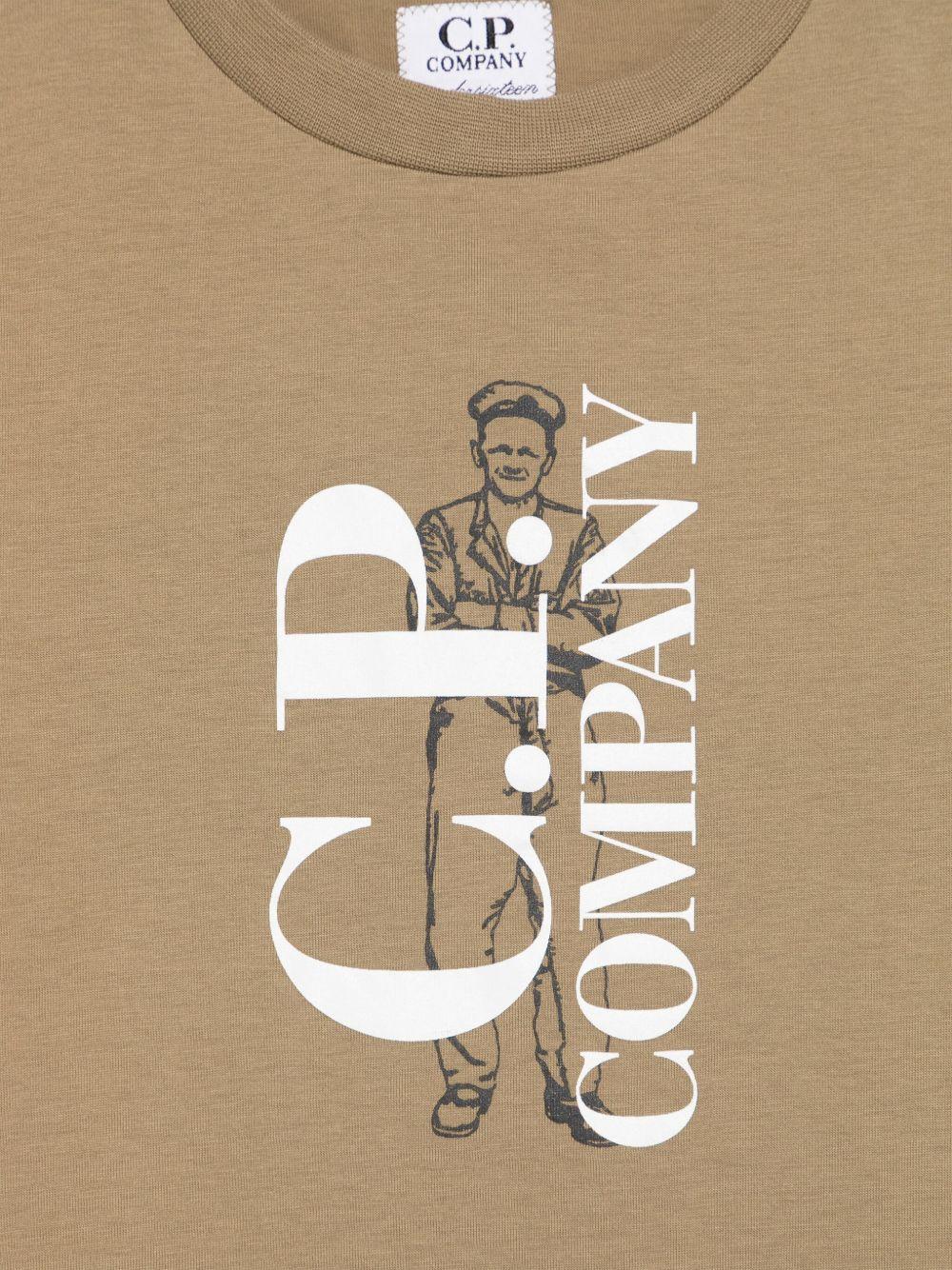 T-shirt con logo per bambino C.P. Company Kids beige con orlo dritto - Rubino Kids