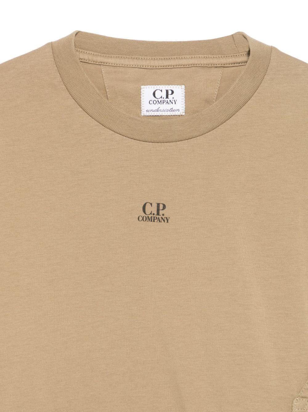 T-shirt con logo per bambino C.P. Company Kids beige con orlo dritto - Rubino Kids