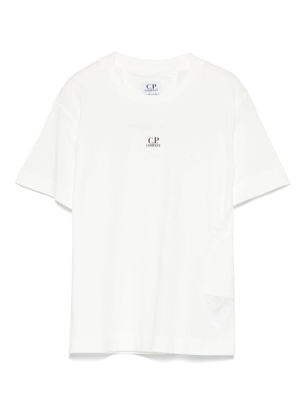 T-shirt con logo per bambino C.P. Company Kids bianco con orlo dritto - Rubino Kids