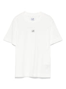 T-shirt con logo per bambino C.P. Company Kids bianco con orlo dritto - Rubino Kids