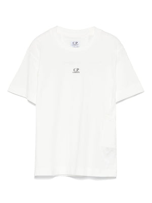 T-shirt con logo per bambino C.P. Company Kids bianco con orlo dritto