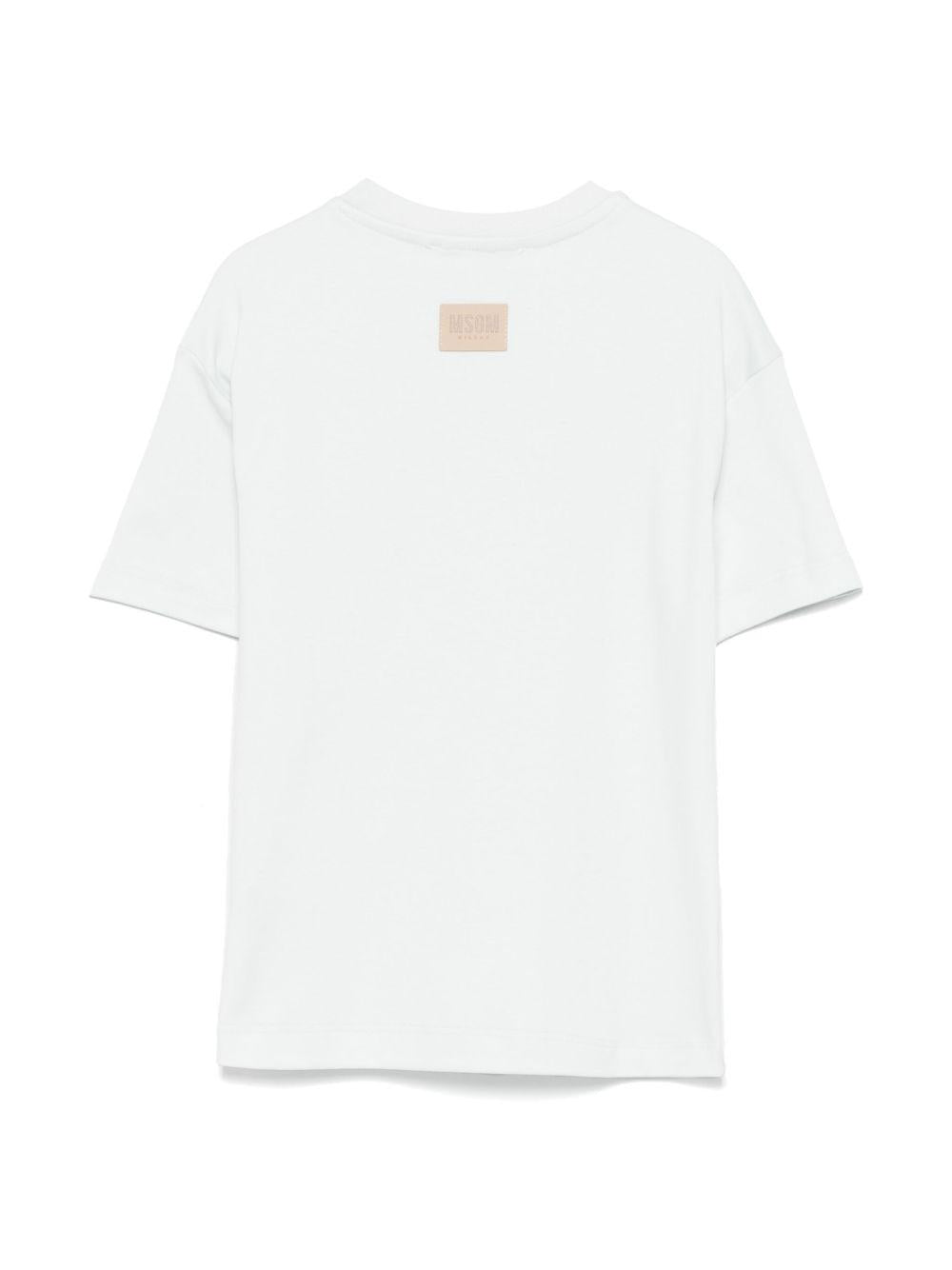 T-shirt con logo per bambino MSGM Kids bianco con targhetta con logo - Rubino Kids
