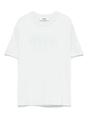 T-shirt con logo per bambino MSGM Kids bianco con targhetta con logo