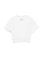 T-shirt con logo per bambino MSGM Kids celeste con orlo a coste - Rubino Kids
