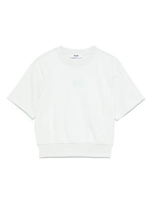 T-shirt con logo per bambino MSGM Kids celeste con orlo a coste