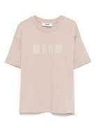 T-shirt con logo per bambino MSGM Kids grigio con targhetta con logo - Rubino Kids