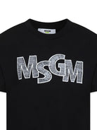 T-shirt con logo per bambino MSGM Kids nero con orlo dritto - Rubino Kids