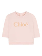 T-shirt con logo per neonata Chloé Kids rosa a maniche 3/4 - Rubino Kids
