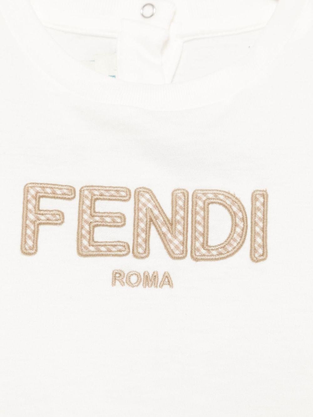 T-shirt con logo per neonata Fendi Kids bianco con orlo dritto - Rubino Kids